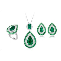 Original Water Drop Emerald New Feng Shui Art Jewelry Set