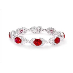 Original Oval Symmetry Red Diamond Feng Shui Art Jewelry Set