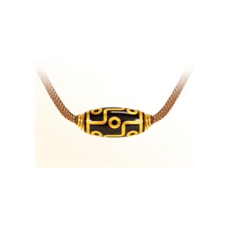 9 Eyes Gold Enamel Energy Dzi Beads Necklace