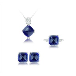 Original Sugar Tower Cut Blue Feng Shui Art Jewelry Set