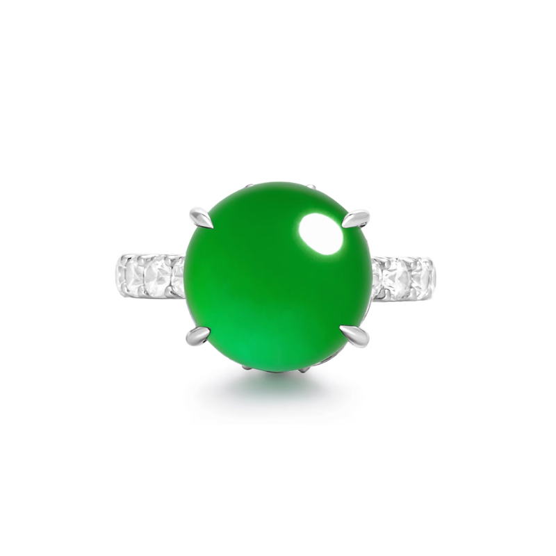 Jade Rings Health & Life Harmony Energy Protection of Imperial Green Spring Rain Round Energy Healing Jade Ring