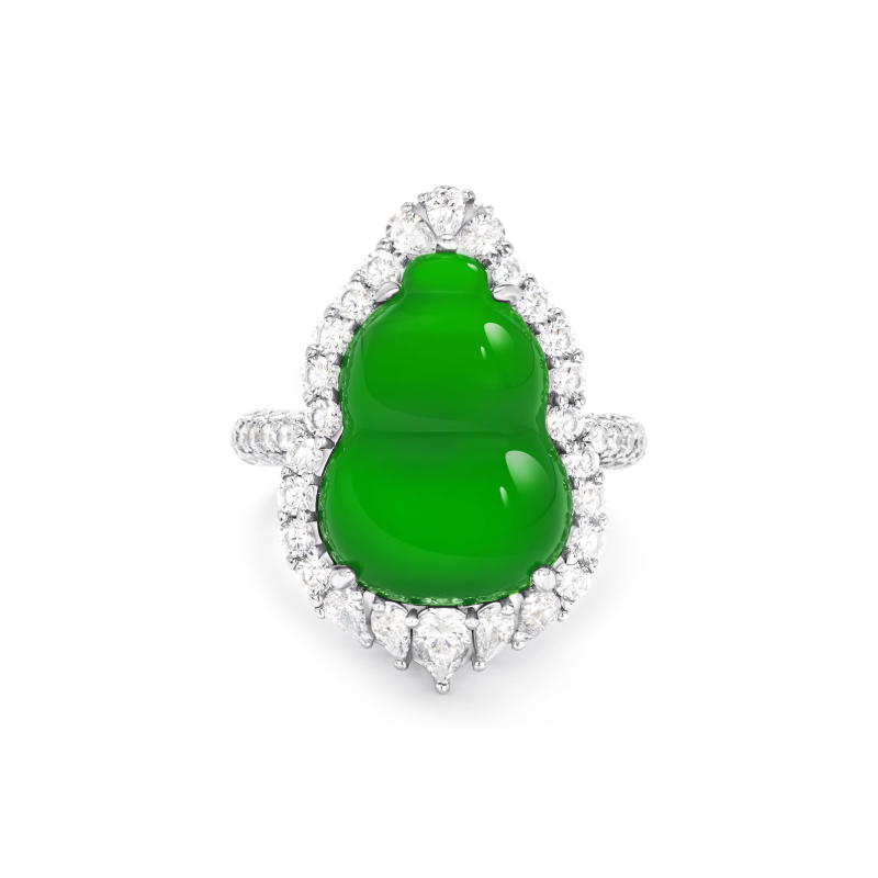 Jade Rings Health & Life Harmony Energy Protection of Imperial Green Cucurbit Energy Healing Jade Ring