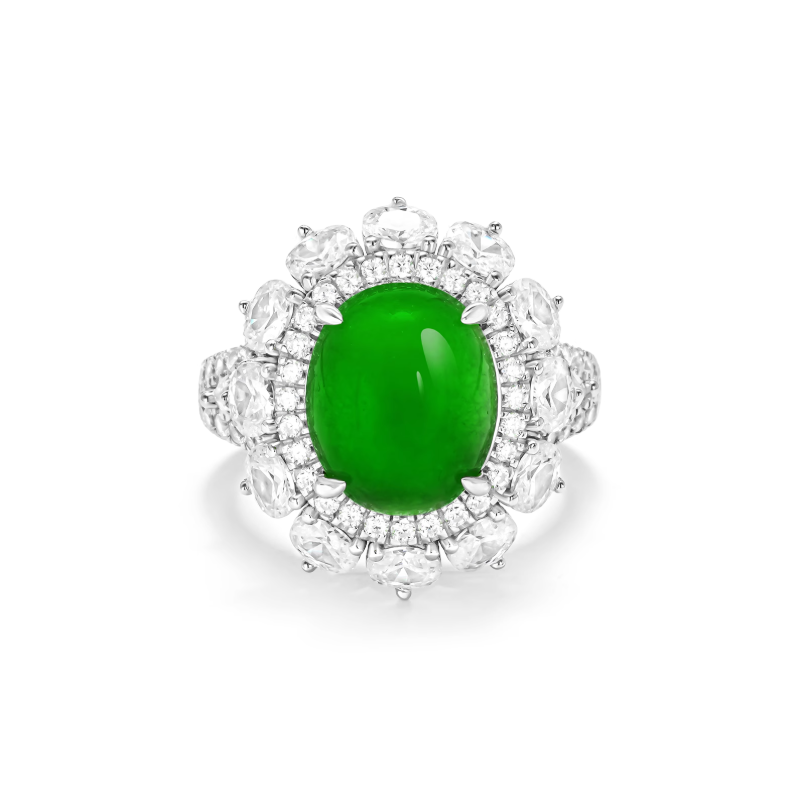 Jade Rings Health & Life Harmony Energy Protection of Imperial Green Oval Egg Energy Healing Jade Ring