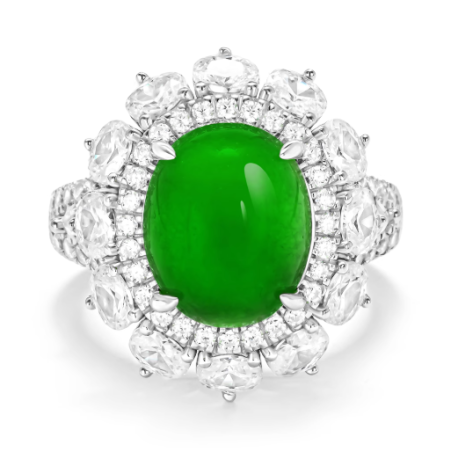 Jade Rings Health & Life Harmony Energy Protection of Imperial Green Oval Egg Energy Healing Jade Ring