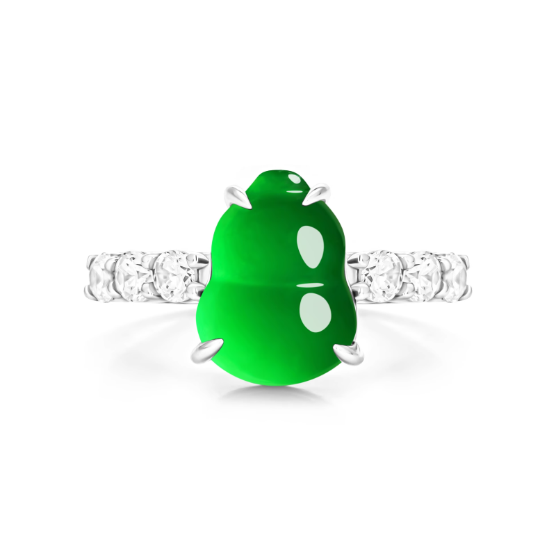 Jade Rings Health & Life Harmony Energy Protection of Imperial Green Little Cucurbit Energy Healing Jade Ring