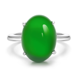 100% Handmade Energy Art Ring Jewelry Jade of Imperial Green Plain Egg Oriental Art EN Jade Ring