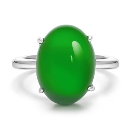 100% Handmade Energy Art Ring Jewelry Jade of Imperial Green Plain Egg Oriental Art EN Jade Ring