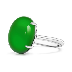 100% Handmade Energy Art Ring Jewelry Jade of Imperial Green Plain Egg Oriental Art EN Jade Ring