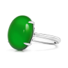 100% Handmade Energy Art Ring Jewelry Jade of Imperial Green Plain Egg Oriental Art EN Jade Ring