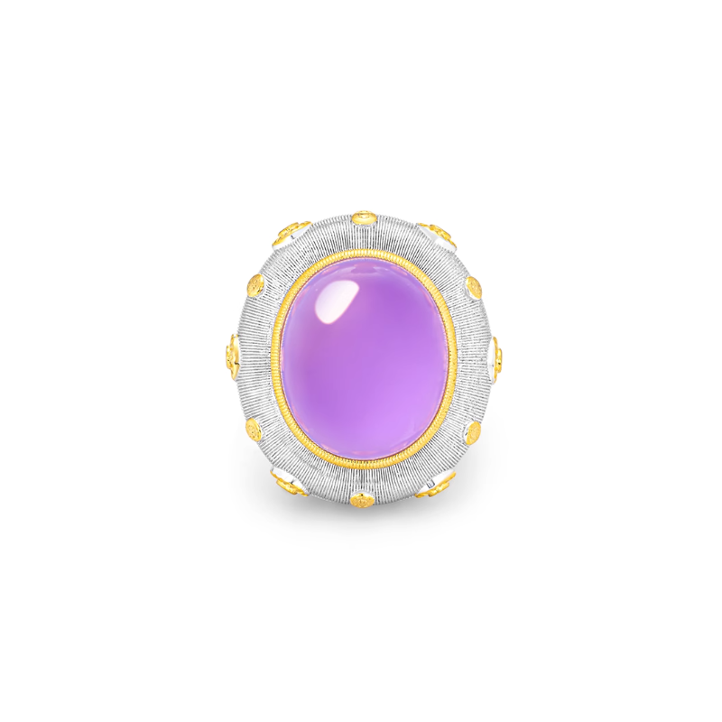 100% Handmade Energy Art Ring Jewelry Jade of Imperial Violet Oval Egg Art EN Jade Ring