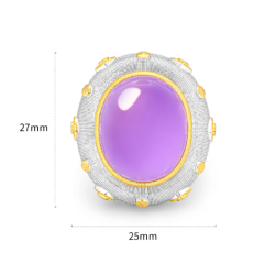 100% Handmade Energy Art Ring Jewelry Jade of Imperial Violet Oval Egg Art EN Jade Ring