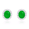 Jade Earring Health & Life Harmony Energy Protection of Imperial Green Oval in Diamond Energy Healing Jade Earring