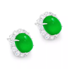 Jade Earring Health & Life Harmony Energy Protection of Imperial Green Oval in Diamond Energy Healing Jade Earring