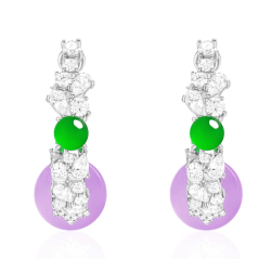 Jade Earring Health & Life Harmony Energy Protection of Imperial Violet in Green Beads Energy Healing Jade Earring