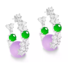 Jade Earring Health & Life Harmony Energy Protection of Imperial Violet in Green Beads Energy Healing Jade Earring