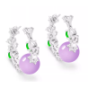 Jade Earring Health & Life Harmony Energy Protection of Imperial Violet in Green Beads Energy Healing Jade Earring