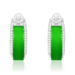 Jade Earring Health & Life Harmony Energy Protection of Imperial Green Stripe Fashion Energy Healing Jade Earring