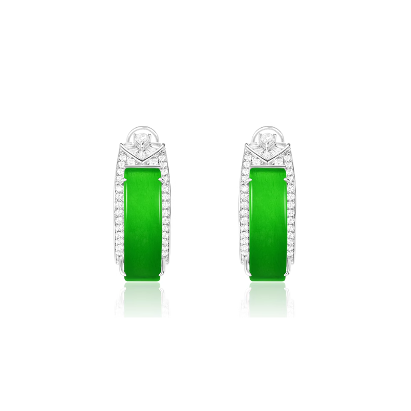 Jade Earring Health & Life Harmony Energy Protection of Imperial Green Stripe Fashion Energy Healing Jade Earring