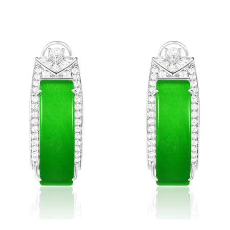 Jade Earring Health & Life Harmony Energy Protection of Imperial Green Stripe Fashion Energy Healing Jade Earring