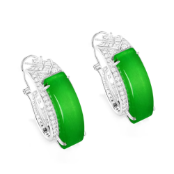 Jade Earring Health & Life Harmony Energy Protection of Imperial Green Stripe Fashion Energy Healing Jade Earring