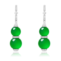 100% Handmade Energy Art Earbob Jewelry Jade of Oriental Beauty Green Cucurbit Art EN Jade Earrings