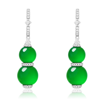 Jade Earring Health & Life Harmony Energy Protection of Oriental Beauty Green Cucurbit Energy Healing Jade Earring