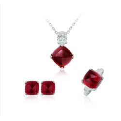 Original Ruby Sugar Tower Cut Feng Shui Art Jewelry Set