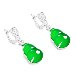 Jade Earring Health & Life Harmony Energy Protection of Oriental Beauty Decent Green Cucurbit Energy Healing Jade Earring