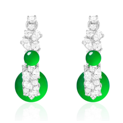 100% Handmade Energy Art Earbob Jewelry Jade of Oriental Vogue Designer Green Beads Art EN Jade Earrings