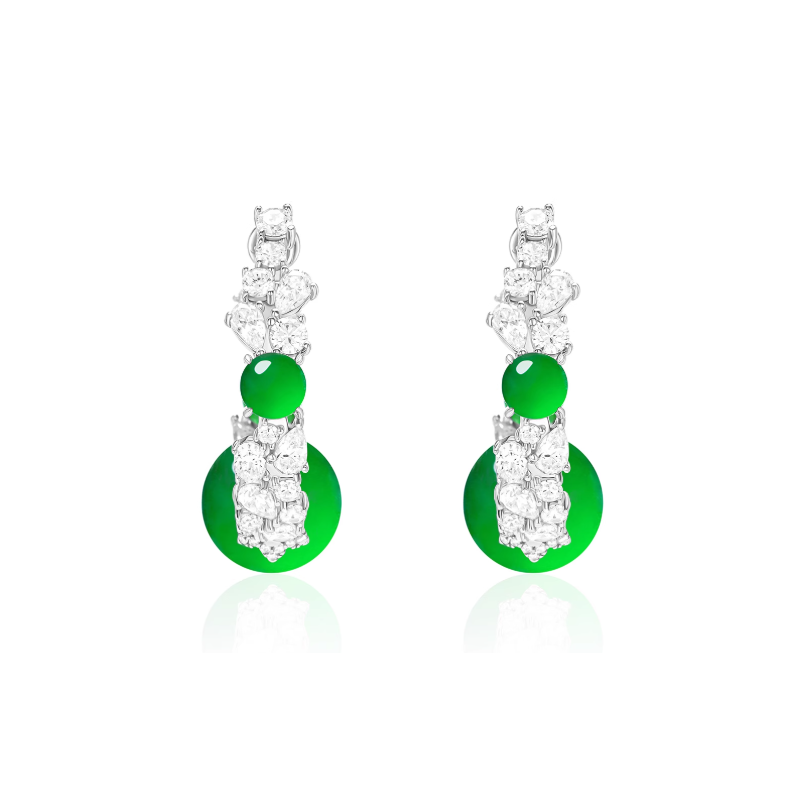 Jade Earring Health & Life Harmony Energy Protection of Oriental Vogue Green Beads Energy Healing Jade Earring