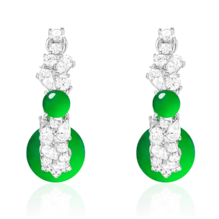 Jade Earring Health & Life Harmony Energy Protection of Oriental Vogue Green Beads Energy Healing Jade Earring