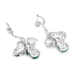 Jade Earring Health & Life Harmony Energy Protection of National Style Green Cucurbit Diamond Energy Healing Jade Earring