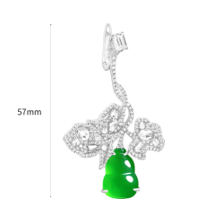 Jade Earring Health & Life Harmony Energy Protection of National Style Green Cucurbit Diamond Energy Healing Jade Earring