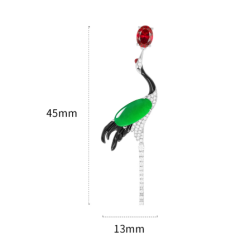 Jade Earring Health & Life Harmony Energy Protection of Crane Design Red Diamond Energy Healing Jade Earring