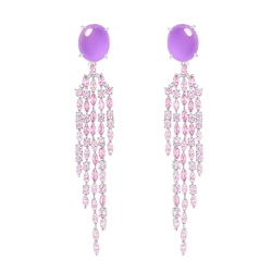 100% Handmade Energy Art Earbob Jewelry Jade of Violet Diamond Tassels Art EN Jade Earrings