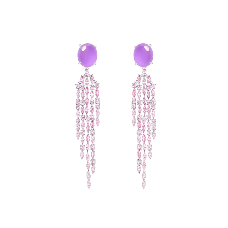 Jade Earring Health & Life Harmony Energy Protection of Violet Diamond Tassels Energy Healing Jade Earring