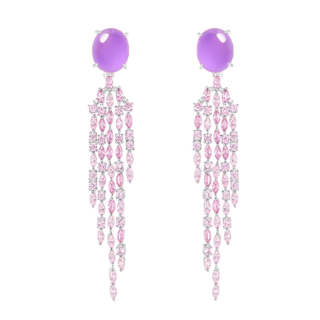 Jade Earring Health & Life Harmony Energy Protection of Violet Diamond Tassels Energy Healing Jade Earring