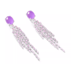 Jade Earring Health & Life Harmony Energy Protection of Violet Diamond Tassels Energy Healing Jade Earring