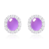 Jade Earring Health & Life Harmony Energy Protection of Imperial Purple Oval Diamond Energy Healing Jade Earring