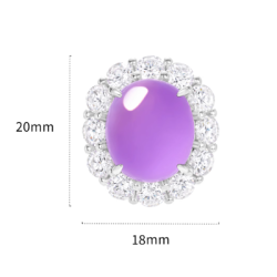 Jade Earring Health & Life Harmony Energy Protection of Imperial Purple Oval Diamond Energy Healing Jade Earring