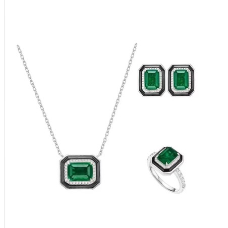 Original Square Style Emerald Feng Shui Art Jewelry Set