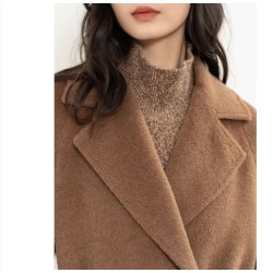 Stylish Alpaca Golilla Double Breasted Woolen Coat Online for Sale