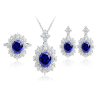 Oriental Energy Blessing for Oval Cut Diana Sapphire Diamond Energy Healing Art Jewelry Set