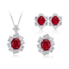 Oriental Energy Blessing for Oval Cut Diana Ruby Diamond Energy Healing Art Jewelry Set