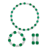 Oriental Energy Blessing for Trendy Emerald Square Diamond Energy Healing Art Jewelry Set