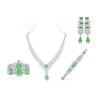 Oriental Energy Blessing for Green Paraiba Note Diamond Energy Healing Art Jewelry Set