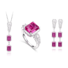 Oriental Energy Blessing for Rose Red Square Diamond Energy Healing Art Jewelry Set