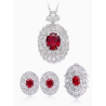 Oriental Energy Blessing for Ancient Oval Ruby Diamond Energy Healing Art Jewelry Set