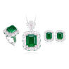 Oriental Energy Blessing for Senior Emerald Diamond Energy Healing Art Jewelry Set