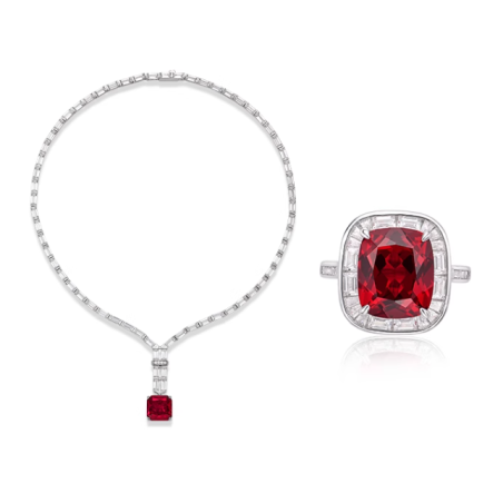 Oriental Energy Blessing for Fashion Ruby Diamond Energy Healing Art Jewelry Set